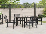Garden Dining Set 5 pcs Black Powder-Coated Steel 3379164