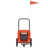 Pet Bike Trailer Orange and Grey Oxford Fabric and Iron 93970
