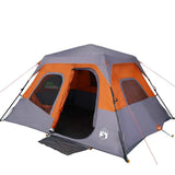 Family Tent 6-Person Grey and Orange Quick Release Waterproof 94297