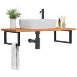 Basin Shelf Wall Mounted Steel and Solid Wood Beech 3302441
