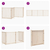 Dog Gate with Door Foldable 4 Panels 320 cm Solid Wood Fir 352275