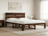 Double Bed Frame with Headboard ROSTOCK Dark Brown 150 x 200 cm 3405488