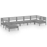 7 Piece Garden Lounge Set Solid Pinewood Grey 3082739