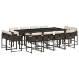 13 Piece Garden Dining Set with Cushions Brown Poly Rattan 3211401