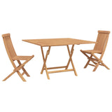 Garden Bistro Set Folding 3 pcs Brown Soild Teak Wood 3437358