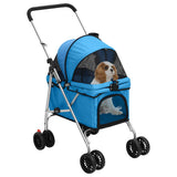 Folding Dog Stroller Blue 76x50x100 cm Oxford Fabric 172200