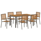 Garden Dining Set 7 pcs Grey and Brown Poly Rattan 3365441