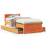 Bed Frame without Mattress with Headboard Wax Brown 100x200 cm Solid Wood Pine 3308773