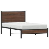 Metal Bed Frame without Mattress Brown Oak 107x203 cm 4007918