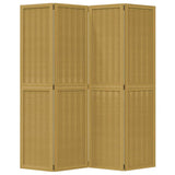 Room Divider 4 Panels Brown Solid Wood Paulownia 358818
