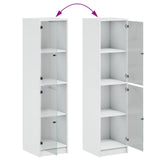 Highboard with Glass Doors White 35x37x142 cm 836434