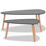 244732 Coffee Table Set 2 Pieces Solid Pinewood Black
