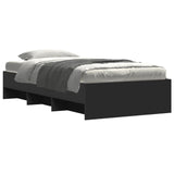 ZNTS Bed Frame without Mattress Black 75x190 cm Small Single Engineered Wood 3295710