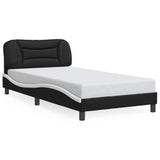 Bed Frame with LED without Mattress "Hvar" Black and White 100x200 cm 3213918
