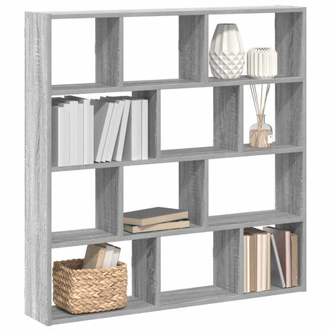 ZNTS Wall Cube Shelf 12 Compartments Grey Sonoma Engineered Wood 860009