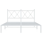 Metal Bed Frame without Mattress with Headboard White 140x190cm 376551