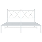 Metal Bed Frame without Mattress with Headboard White 140x190cm 376551
