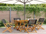 5 Piece Garden Dining Set Black Poly Rattan and Solid Wood 3281694