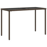Garden Table with Glass Top Brown 115x54x74 cm Poly Rattan 365074