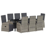 Garden Dining Set with Cushion 9 pcs Grey Poly Rattan 3379505