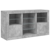 Sideboard with LED Lights Concrete Grey 123x37x67 cm 3209082