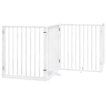 Dog Gate with Door Foldable 8 Panels White 640 cm Poplar Wood 3155566