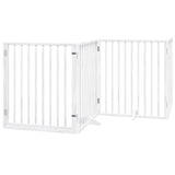Dog Gate with Door Foldable 8 Panels White 640 cm Poplar Wood 3155566