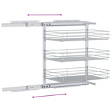 3-Tier Pull-out Kitchen Wire Basket Silver 47x35x56 cm 50970