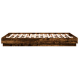 Bed Frame with LED without Mattress Smoked Oak 160x200 cm 3209783