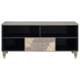 TV Cabinet with Drawer Grey 100 x 33 x 46 cm Solid Mango Wood 4018788