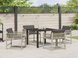 Garden Dining Set 5 pcs Light Grey Poly Rattan 3380761