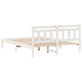 Bed Frame White 160 x 200 cm Solid Pine Wood 872366