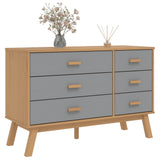 Drawer Cabinet OLDEN Grey and Brown Solid Wood Pine 358592