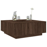 ZNTS Coffee Table Brown Oak 100x100x40 cm Engineered Wood 3284055