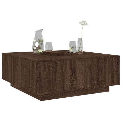 ZNTS Coffee Table Brown Oak 100x100x40 cm Engineered Wood 3284055