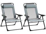 Set of 2 Portable Folding Recliner Outdoor Patio Adjustable Backrest, Grey T3398P323831
