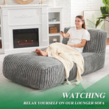 Modular Bean Bag Lounge Sofa with Ottoman,Plush Corduroy Fabric, Ergonomic Body Support, Removable T5592P445274