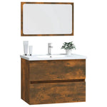 ZNTS 2 Piece Bathroom Furniture Set Smoked Oak Engineered Wood 815735