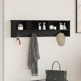 Wall-Mounted Coat Rack with Shelf Black Oak 100 x 16 x 26 cm 874324