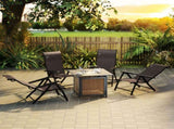Set of Four Folding Garden Chairs, with Seven-Position Adjustable Backs, Dark Brown T3398P328041