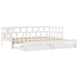 Daybed with Trundle and Drawers without Mattress White 90x190 cm Single 3302212