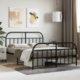 Bed Frame Black Powder-Coated Steel Double Bed Frame 353654