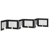 Dog Gate with Stands 6 pcs Black Oak 80 x 60 cm Engineered Wood 892139