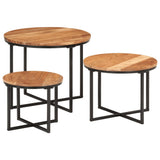 Nesting Coffee Tables 3 pcs Solid Wood Acacia and Iron 372742
