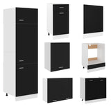 ZNTS 7 Piece Kitchen Cabinet Set Black Engineered Wood 3067632