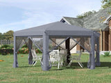 3.8m x 3.2m Pop Up Gazebo Hexagonal Canopy Tent Outdoor Sun Protection with 6 Mesh Sidewalls, Hand T3398P320131