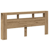 LED Headboard Artisan Oak 220x18.5x103.5 cm Engineered Wood 857695