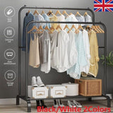 ZNTS Heavy Duty Double Clothes Rail Hanging Rack Garment Display Stand Storage Shelf 55343369