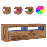 TV Cabinet with LED Lights Old Wood 120x35x40 cm Engineered Wood 856319