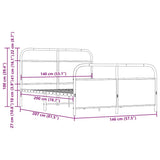 Metal Bed Frame without Mattress Brown Oak 140x200 cm 3318662